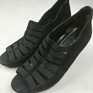 Paul Green Open Toe Platform Suede Black heels 4"